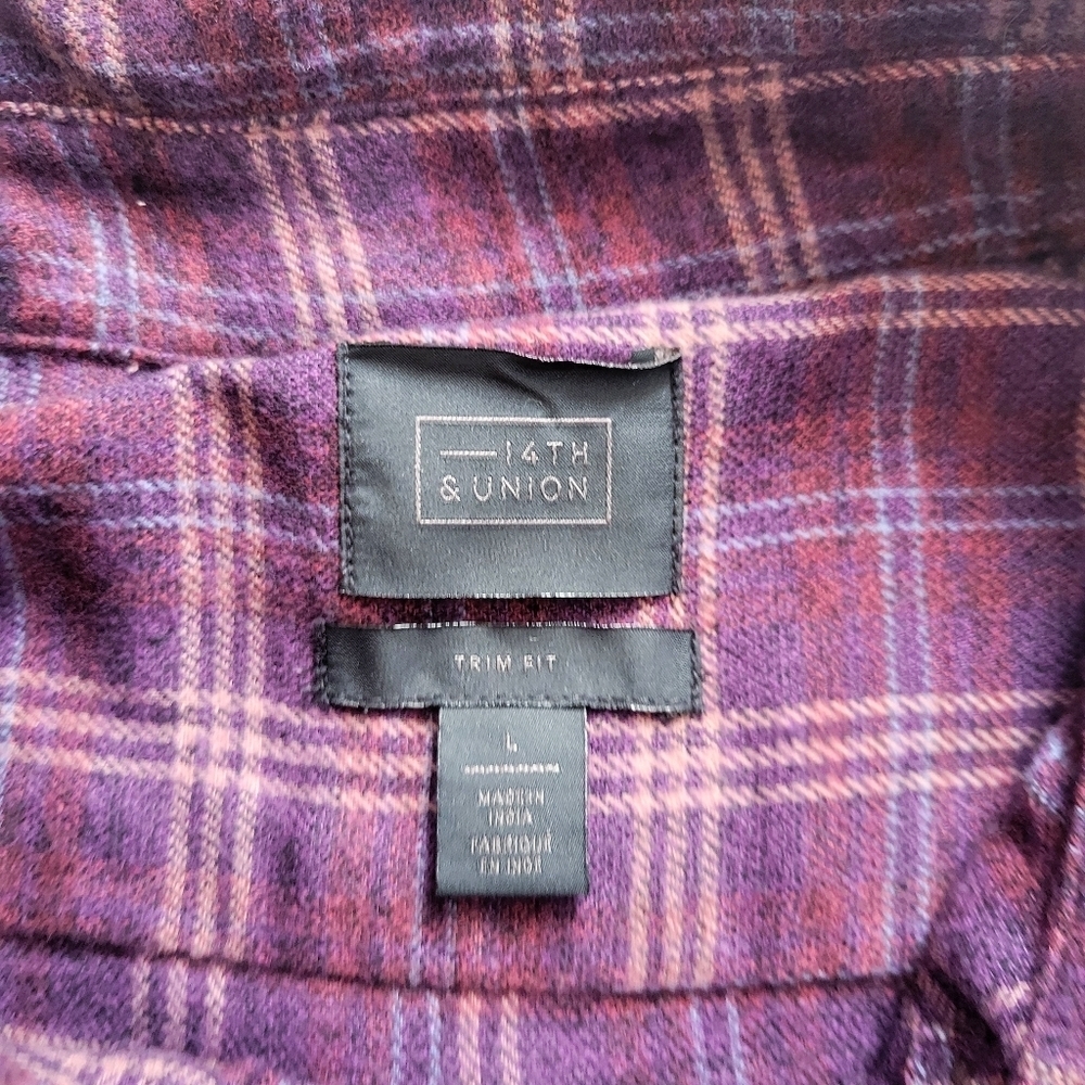 14th & Union // Men's Beck Plaid Flannel Shirt / L /  Purple ~ NWT - Picture 3 of 4